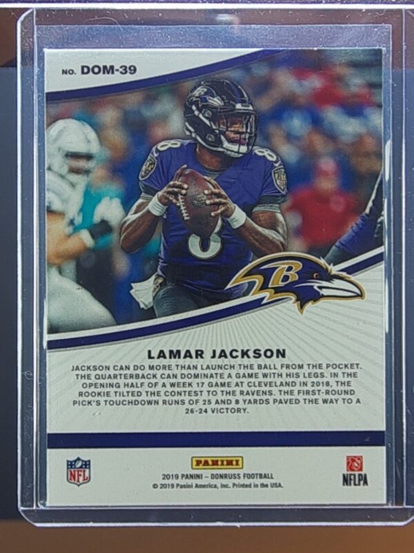 2019 Donruss Lamar Jackson #DOM-39 Ravens Dominators - Image 3
