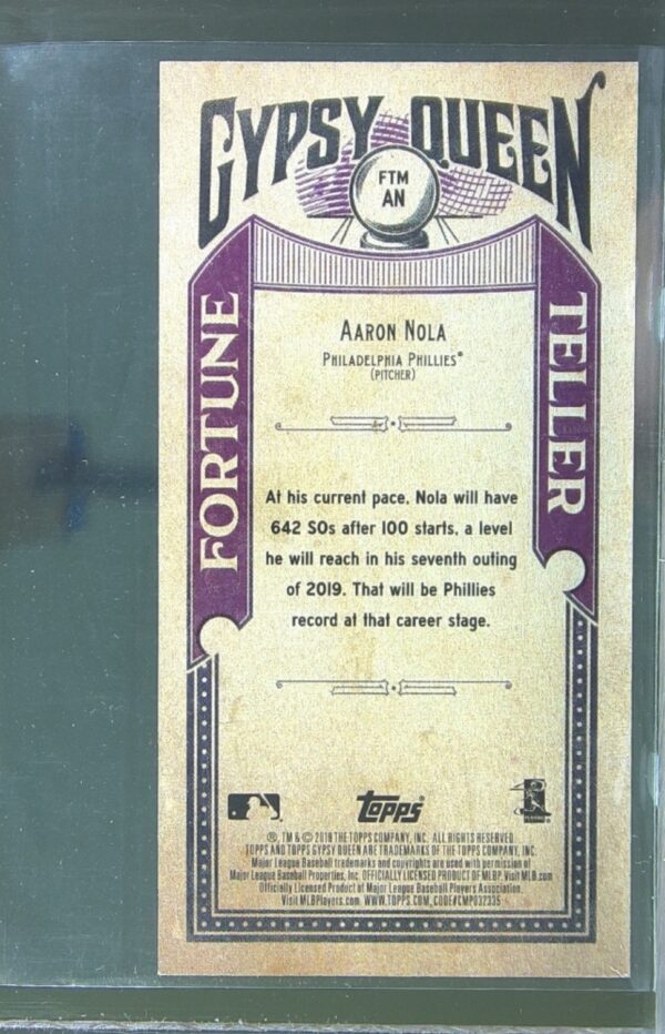 2019 Gypsy Queen Aaron Nola #FTM-AN Phillies Fortune Teller Minis - Image 3
