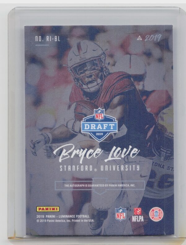 2019 Panini Luminance Bryce Love AU SN299 #RI-BL Cardinal Rookie Ink - Image 3