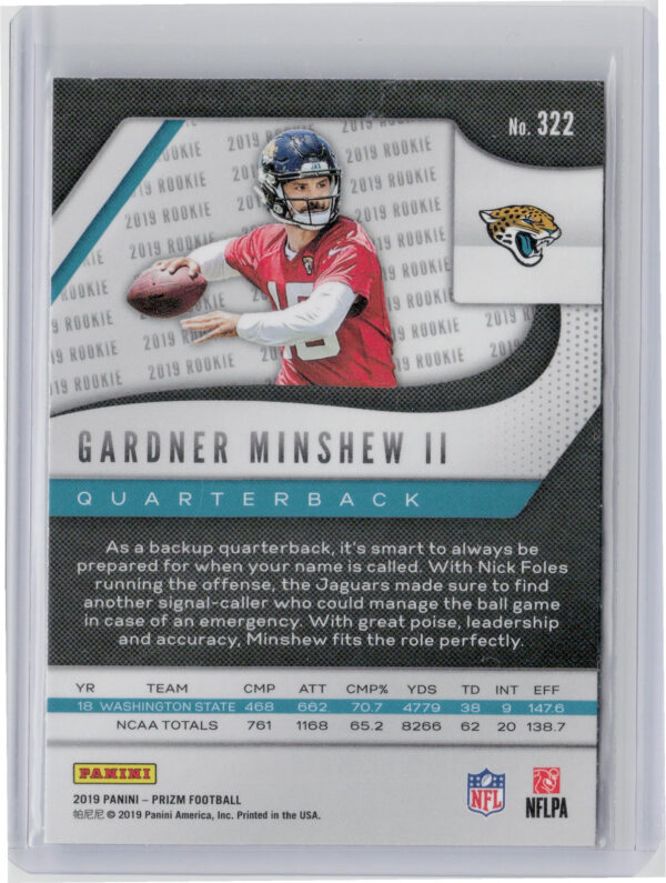 2019 Panini Prizm Gardner Minshew II RC #322 Jaguars - Image 3