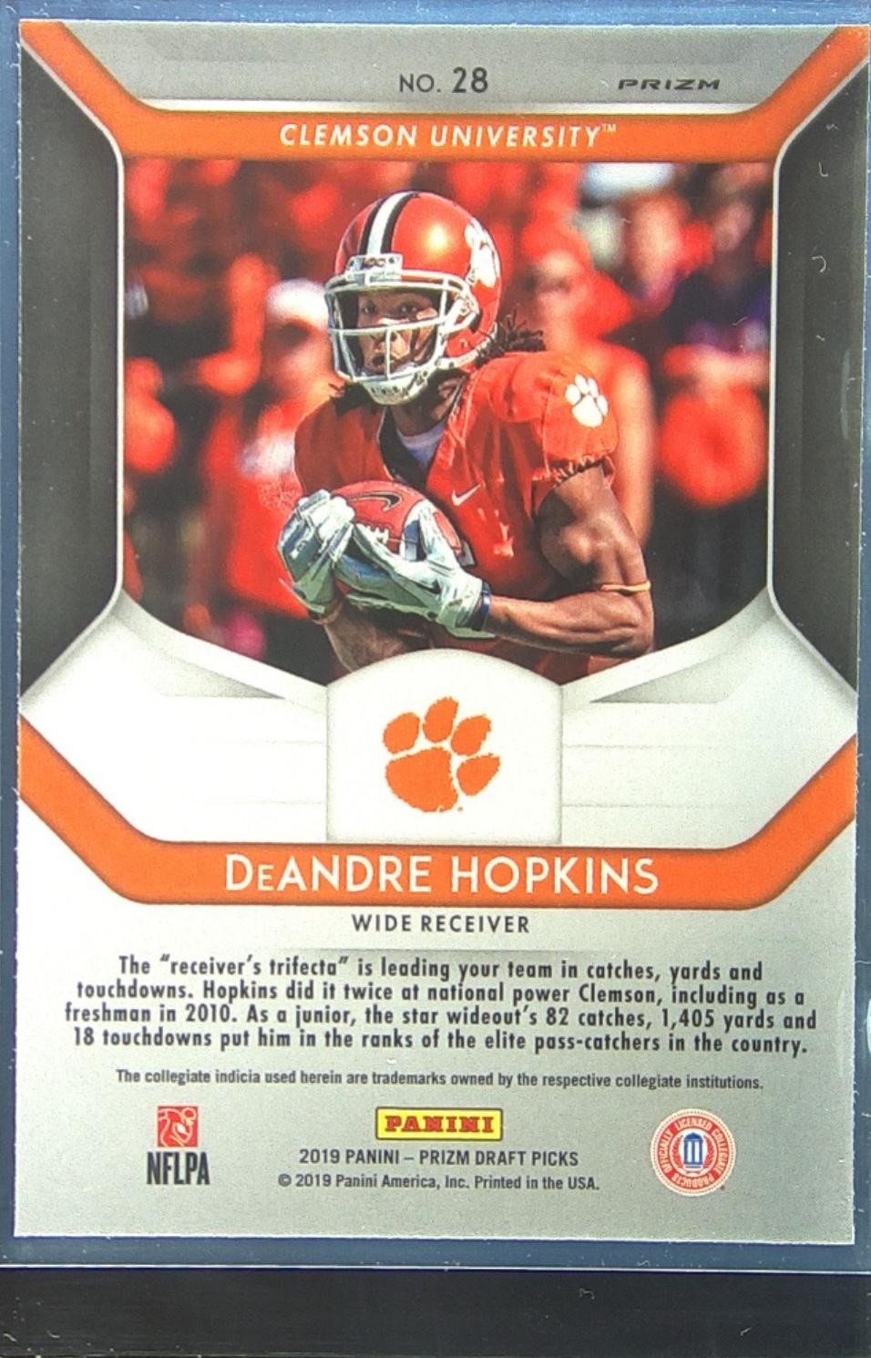 2019 Prizm Draft Picks DeAndre Hopkins Prizms Orange #28 Tigers - Image 3