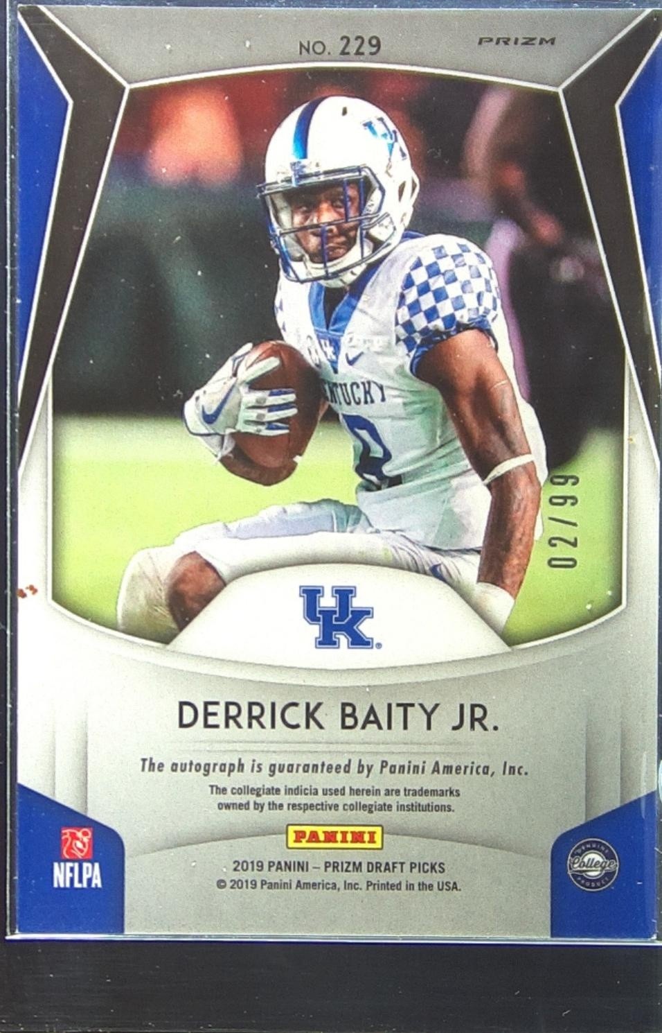 2019 Prizm Draft Picks Derrick Baity Jr. Auto /99 #229 Wildcats Red White Blue - Image 3
