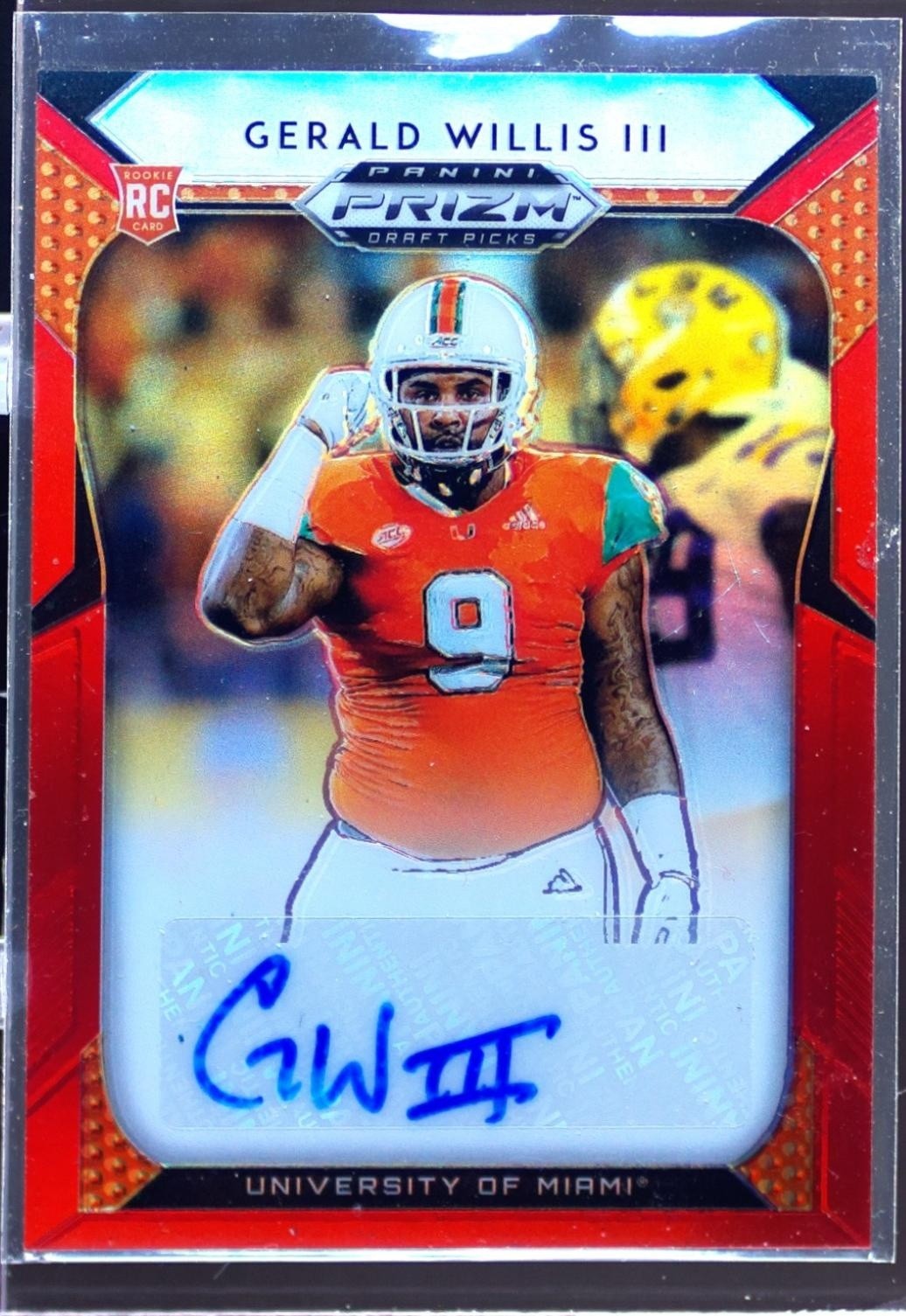 2019 Prizm Draft Picks Gerald Willis III Auto #175 Hurricanes Orange Prizm