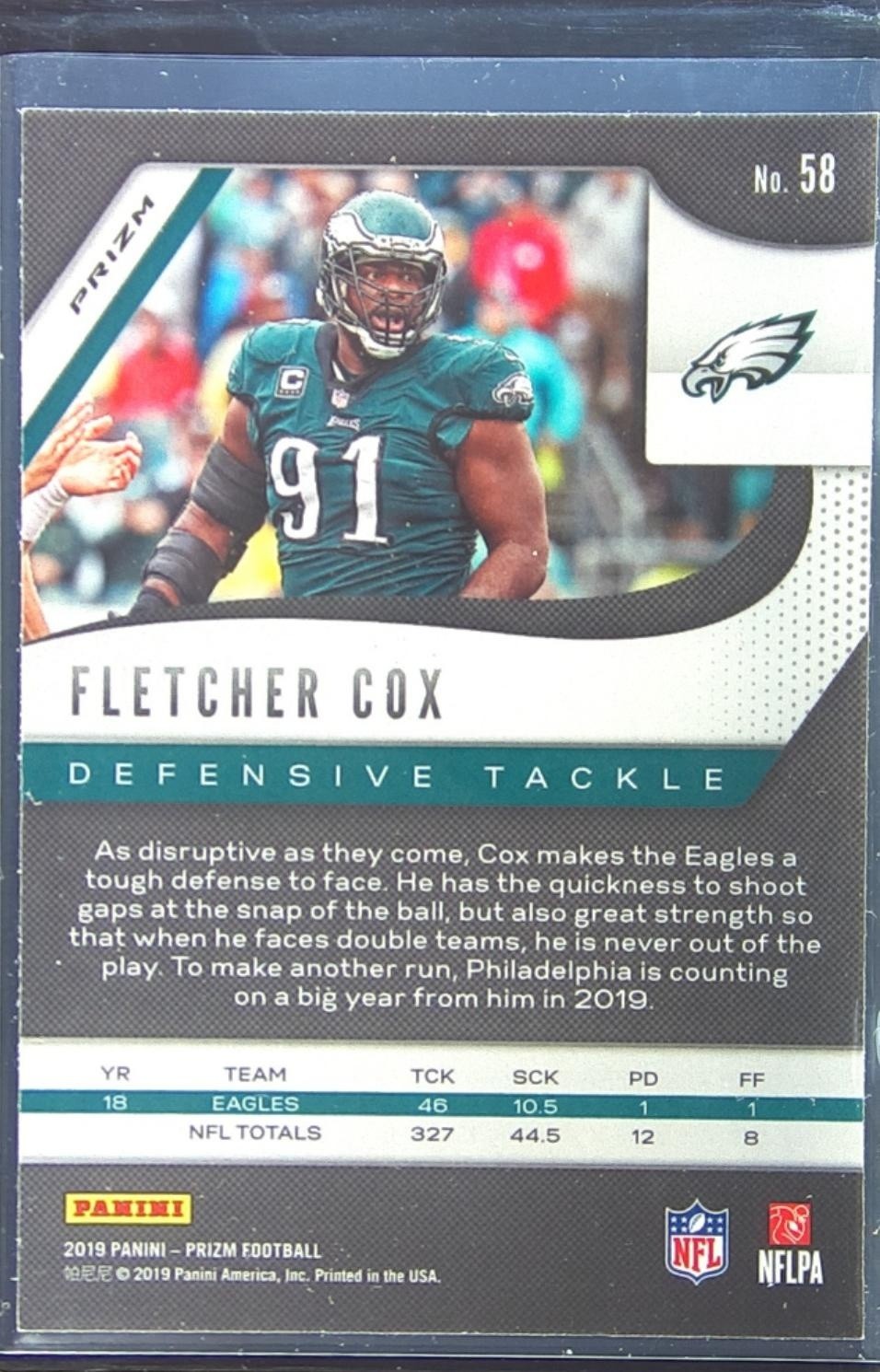 2019 Prizm Fletcher Cox Red White and Blue #58 Eagles - Image 3