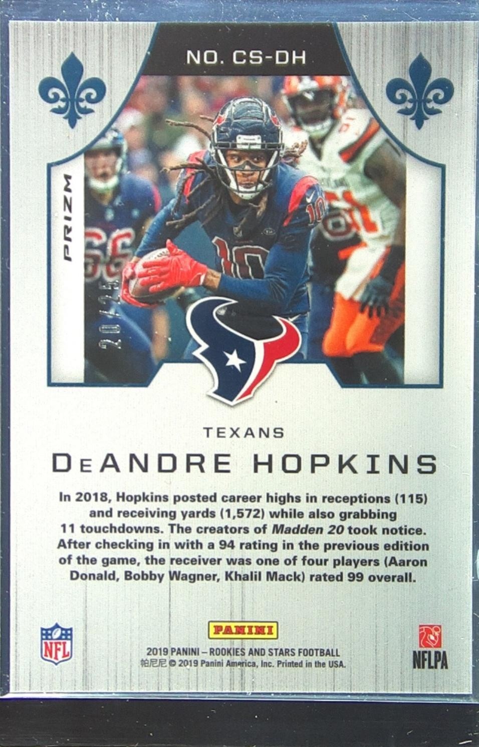 2019 Rookies & Stars DeAndre Hopkins /25 #CS-DH Texans Crusade Orange - Image 3