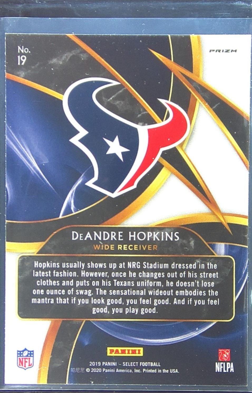 2019 Select DeAndre Hopkins #19 Texans Sensations Prizm - Image 3