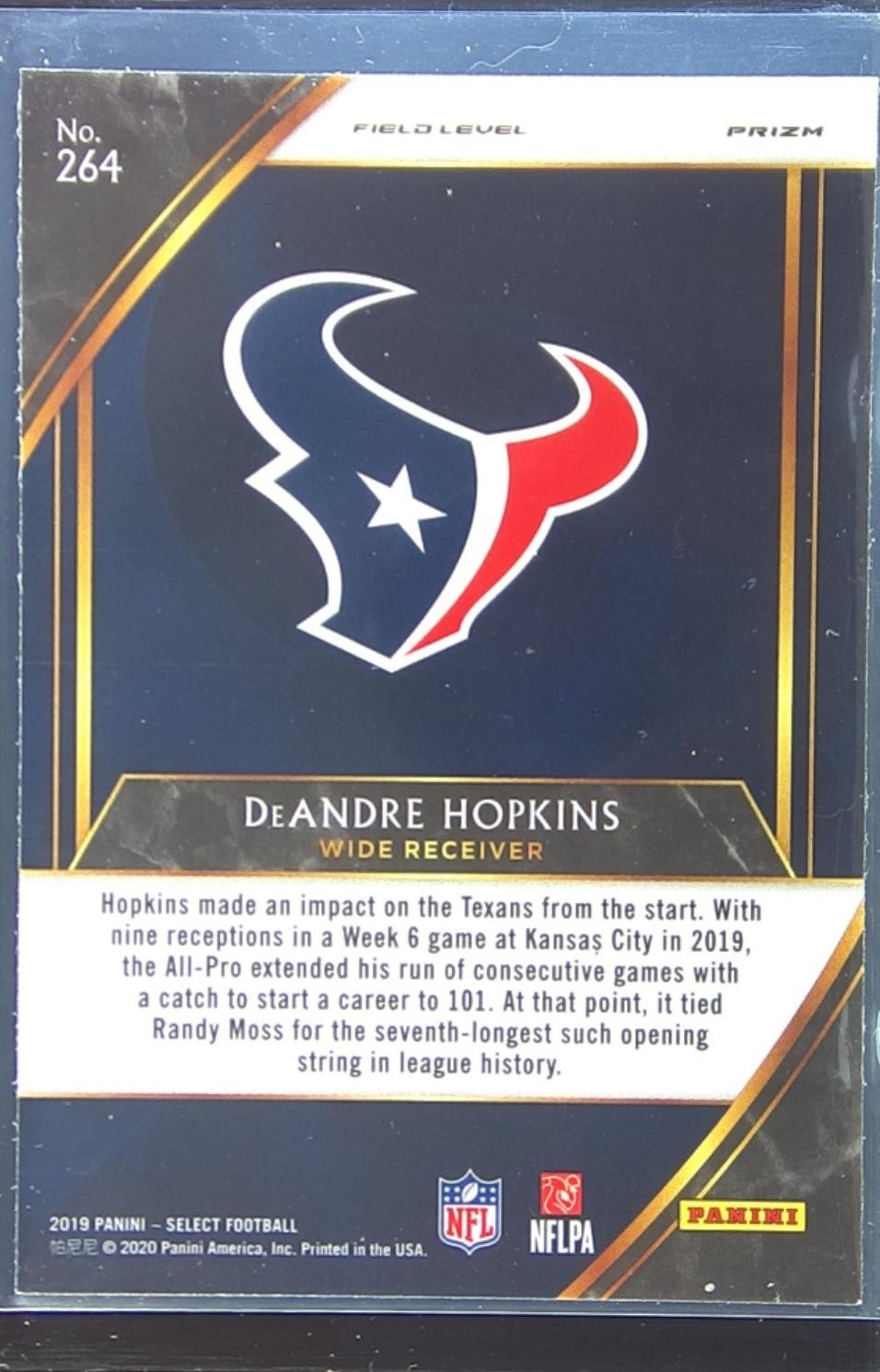 2019 Select DeAndre Hopkins Silver Prizm #264 Texans - Image 3