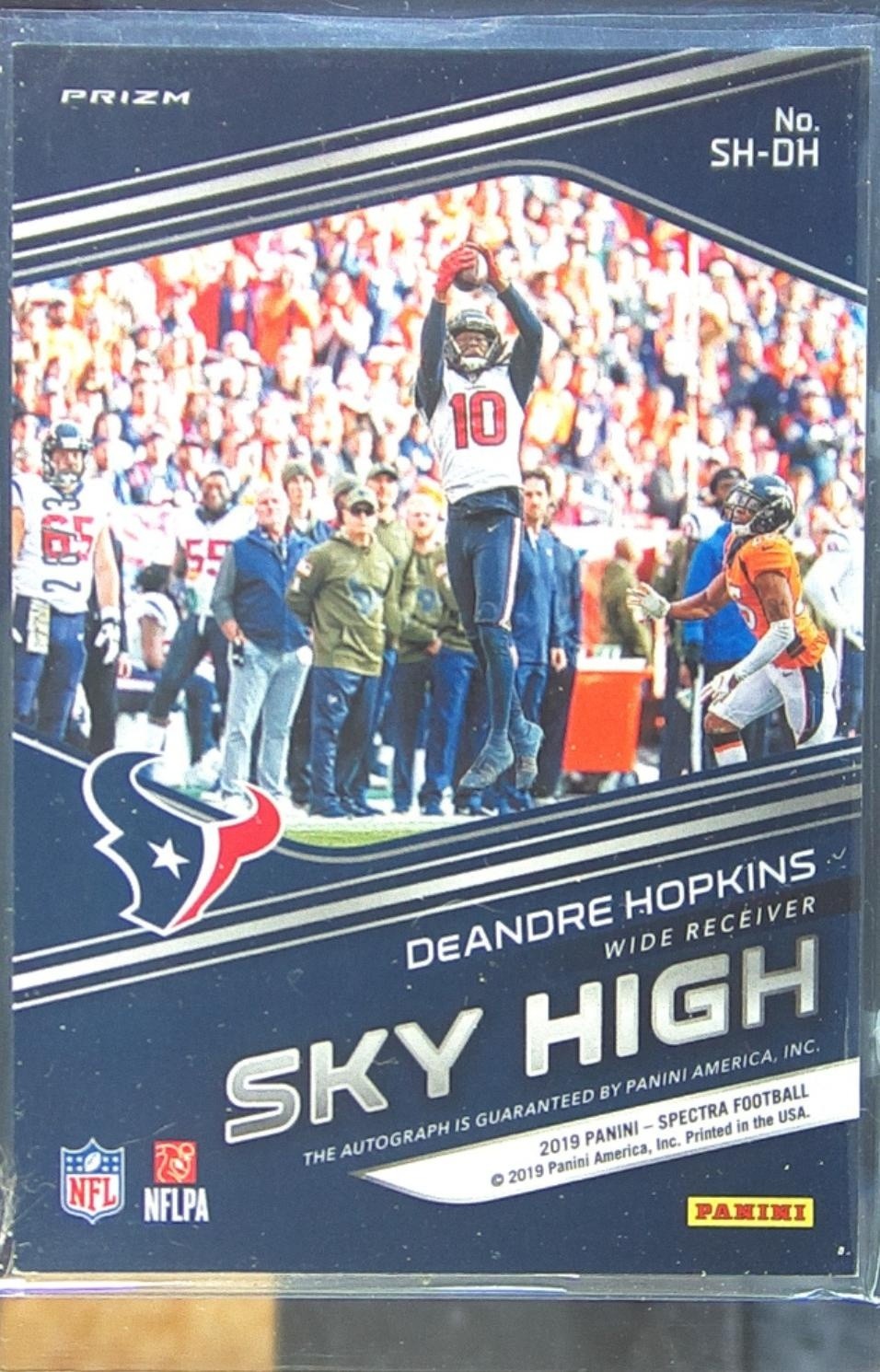 2019 Spectra DeAndre Hopkins Auto /35 #SH-DH Texans Sky High Sigs Neon Blue - Image 3