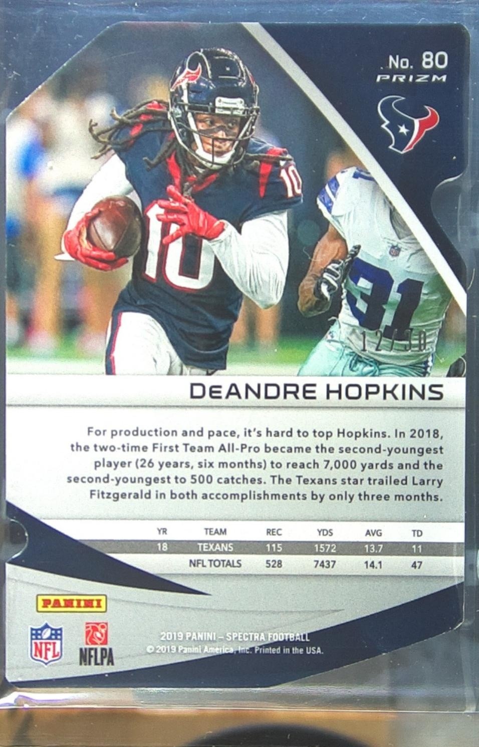 2019 Spectra DeAndre Hopkins Neon Green Die Cut /30 #80 Texans - Image 3