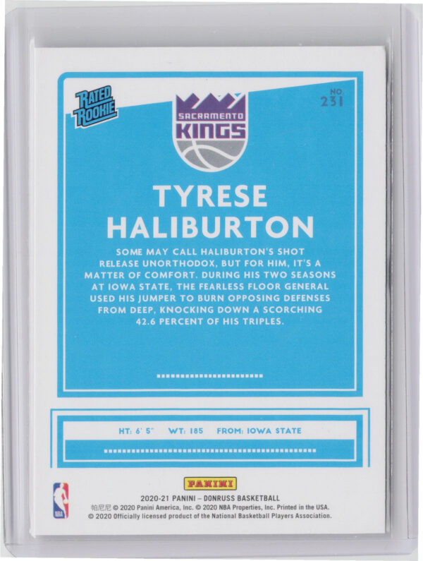 2020-21 Donruss Tyrese Haliburton Holo Orange Laser #231 Kings - Image 3