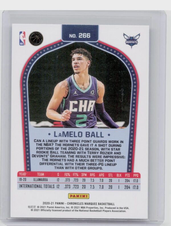 2020-21 Panini Chronicles Marquee LaMelo Ball RC #266 Hornets - Image 3
