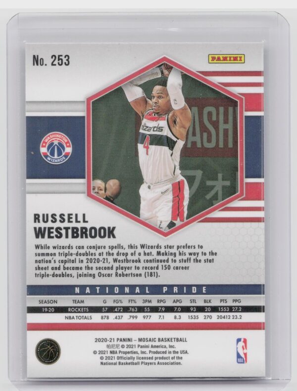 2020-21 Panini Mosaic Russell Westbrook Silver #253 Wizards - Image 3