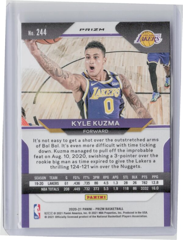 2020-21 Panini Prizm Kyle Kuzma Silver Prizms #244 Lakers - Image 3