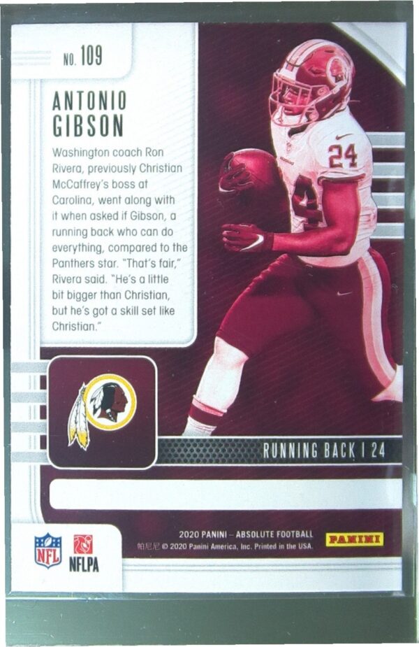 2020 Absolute Antonio Gibson Retail RC #109 Redskins - Image 3