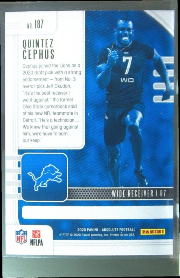 2020 Absolute Quintez Cephus Retail RC #187 Lions - Image 3