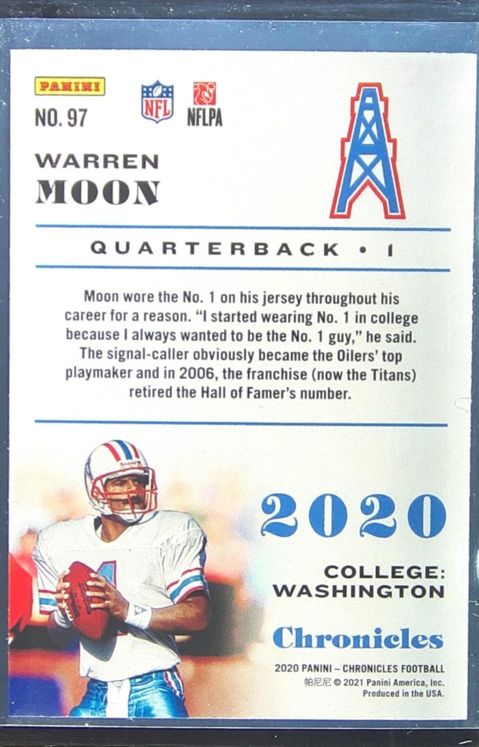 2020 Chronicles Warren Moon Pink #97 Oilers - Image 3