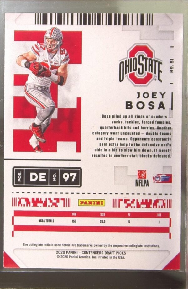 2020 Contenders Draft Picks Joey Bosa #51 Buckeyes - Image 3