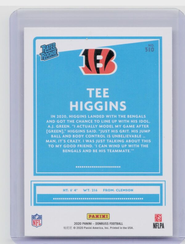 2020 Donruss Tee Higgins RC #310 Bengals - Image 3