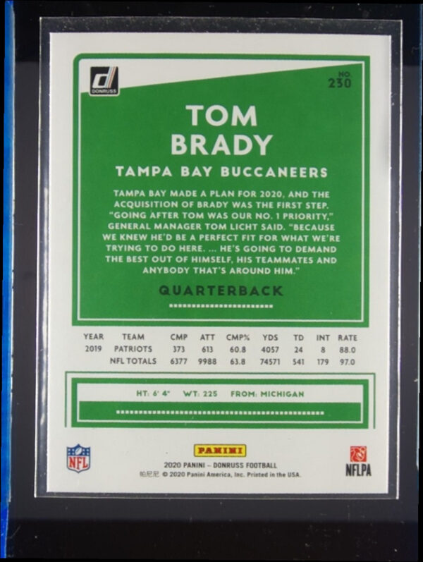 2020 Donruss Tom Brady #230 Buccaneers - Image 3