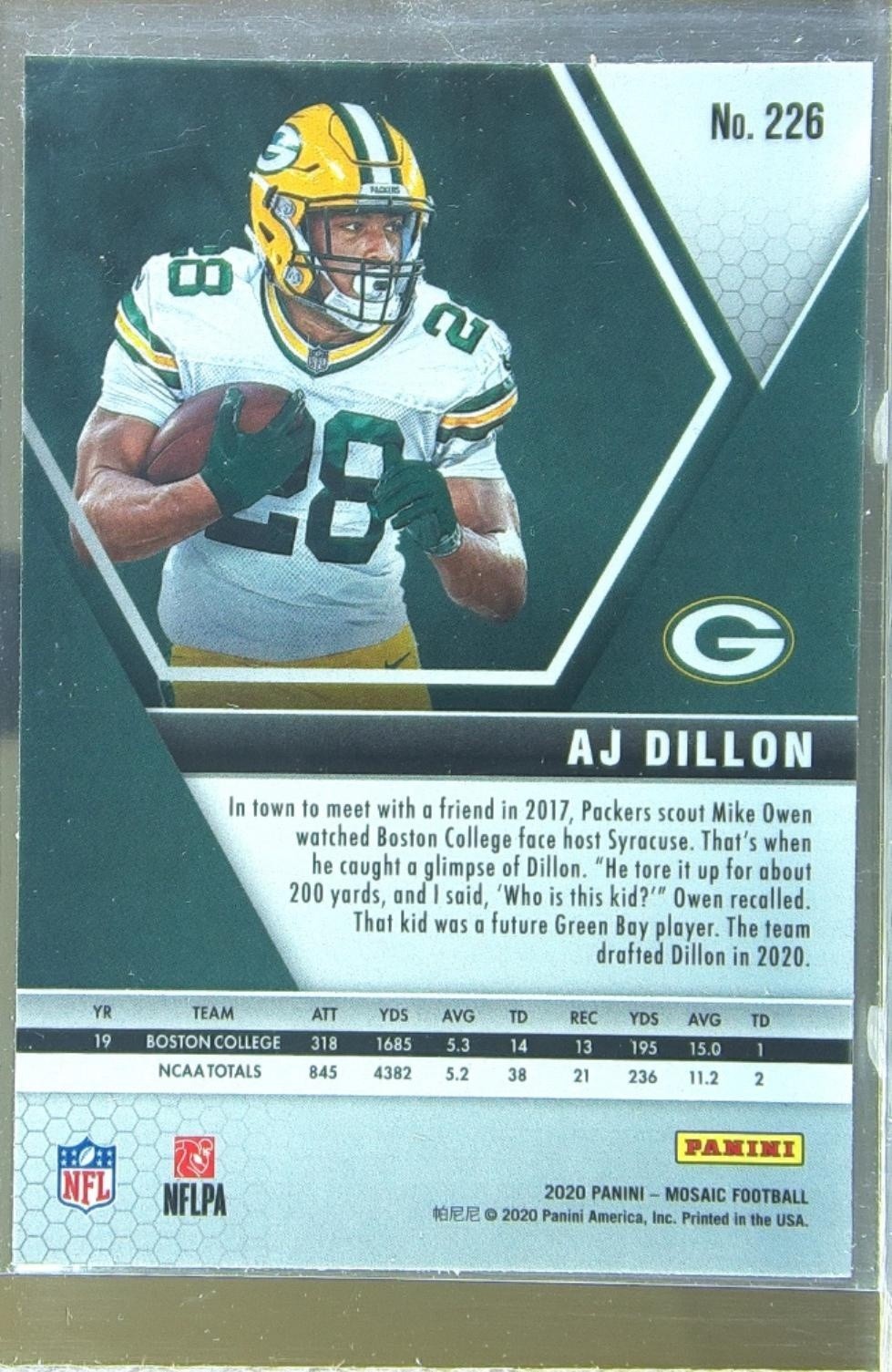 2020 Mosaic AJ Dillon RC #226 Packers - Image 3
