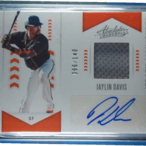 2020 Panini Absolute Jaylin Davis AU SN140 MEM #AJS-JY Giants Absolute Jersey Si