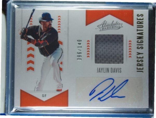 2020 Panini Absolute Jaylin Davis AU SN140 MEM #AJS-JY Giants Absolute Jersey Si