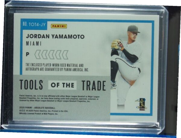 2020 Panini Absolute Jordan Yamamoto AU SN149 MEM #TOT4-JY Marlins Tools of the - Image 3