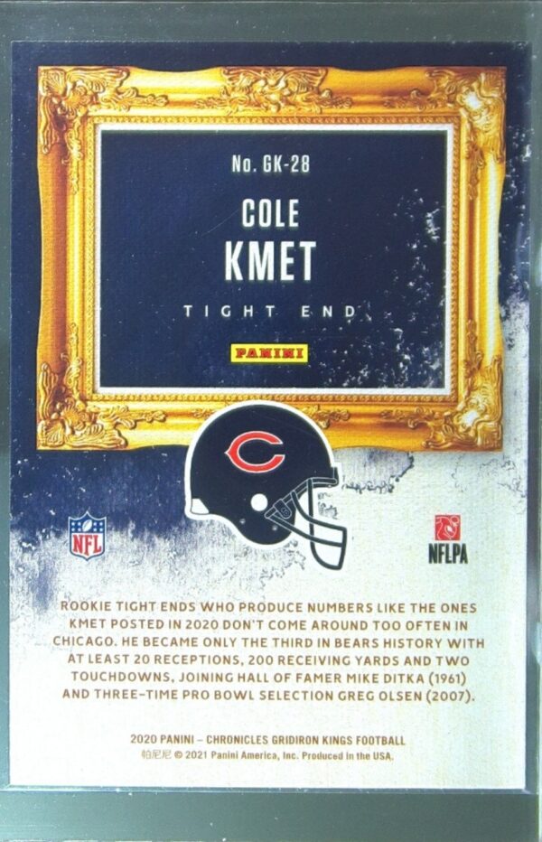 2020 Panini Chronicles Cole Kmet RC #GK-28 Bears Gridiron Kings - Image 3