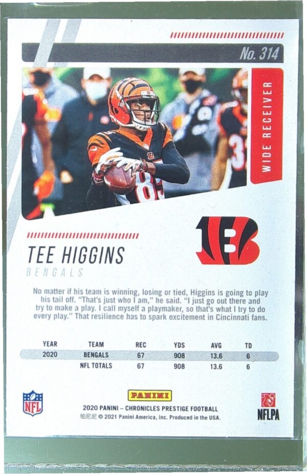 2020 Panini Chronicles Tee Higgins RC #314 Bengals Prestige Rookies Update - Image 3