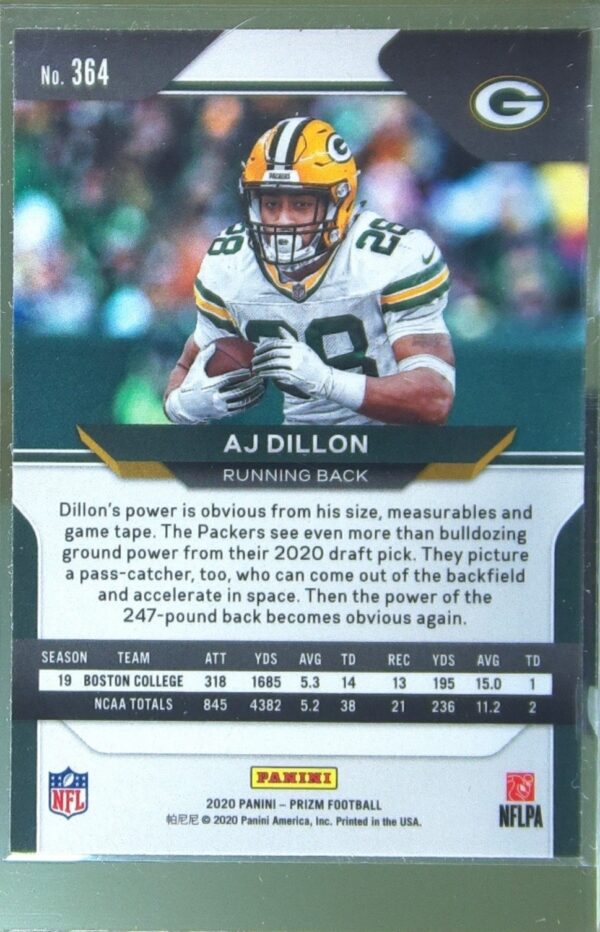 2020 Prizm AJ Dillon RC #364 Packers - Image 3