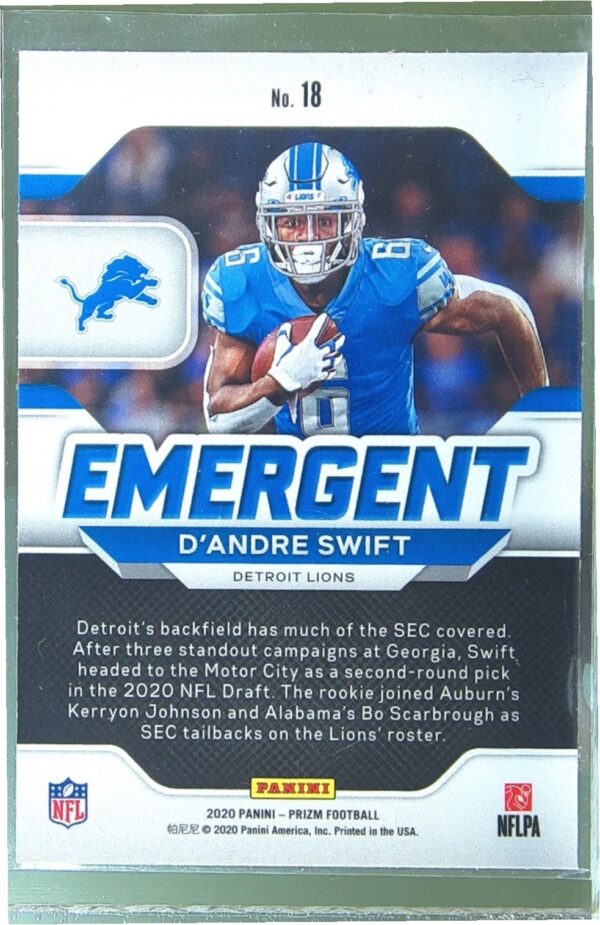 2020 Prizm D'Andre Swift RC #18 Lions Emergent - Image 3