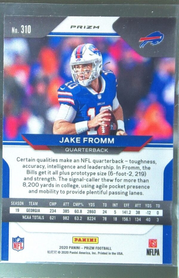 2020 Prizm Jake Fromm Prizm Orange Disco RC #310 Bills - Image 3