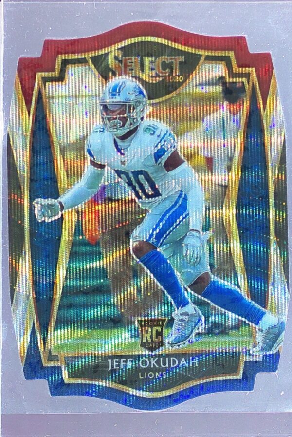 2020 Select Jeff Okudah Tri Color Prizm Die Cut RC #186 Lions