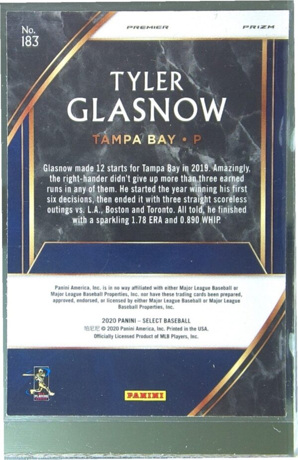 2020 Select Tyler Glasnow Tri Color #183 Rays - Image 3
