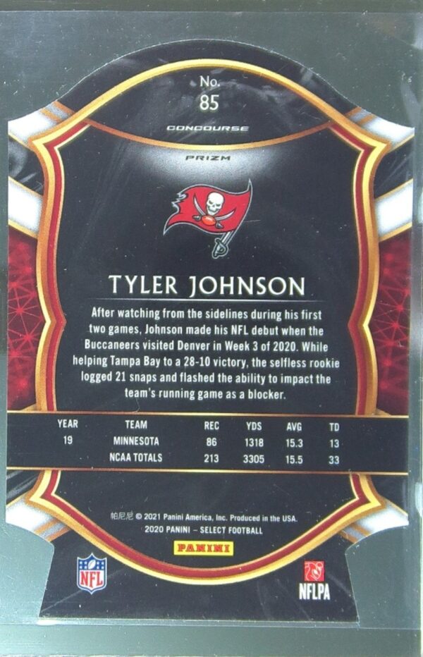 2020 Select Tyler Johnson Tri Color Prizm Die Cut RC #85 Buccaneers - Image 3