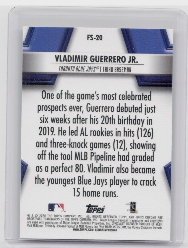 2020 Topps Chrome Vladimir Guerrero Jr. #FS-20 Jays Future Stars - Image 3