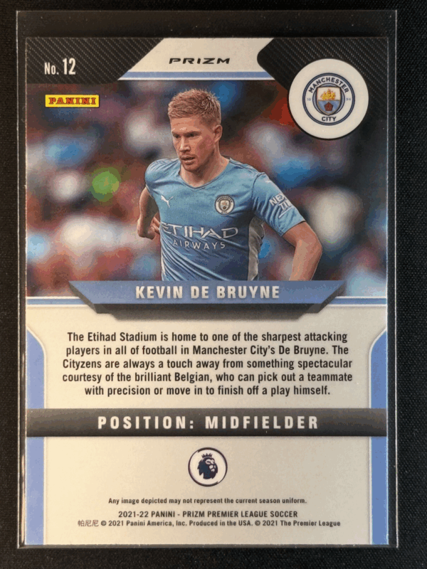 2021-22 Panini Prizm Premier League Kevin De Bruyne Pulsar Manchester City #12 - Image 3