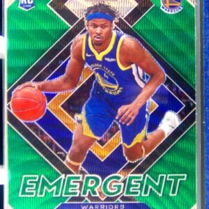2021-22 Prizm Moses Moody #16 Warriors Emergent Prizms Green Wave
