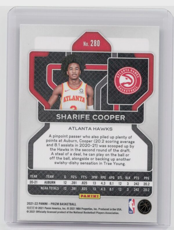 2021-22 Prizm Sharife Cooper RC #280 Hawks - Image 3