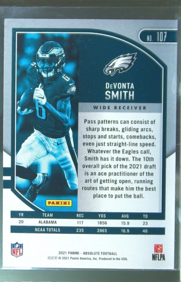 2021 Absolute DeVonta Smith Retail RC #107 Eagles - Image 3