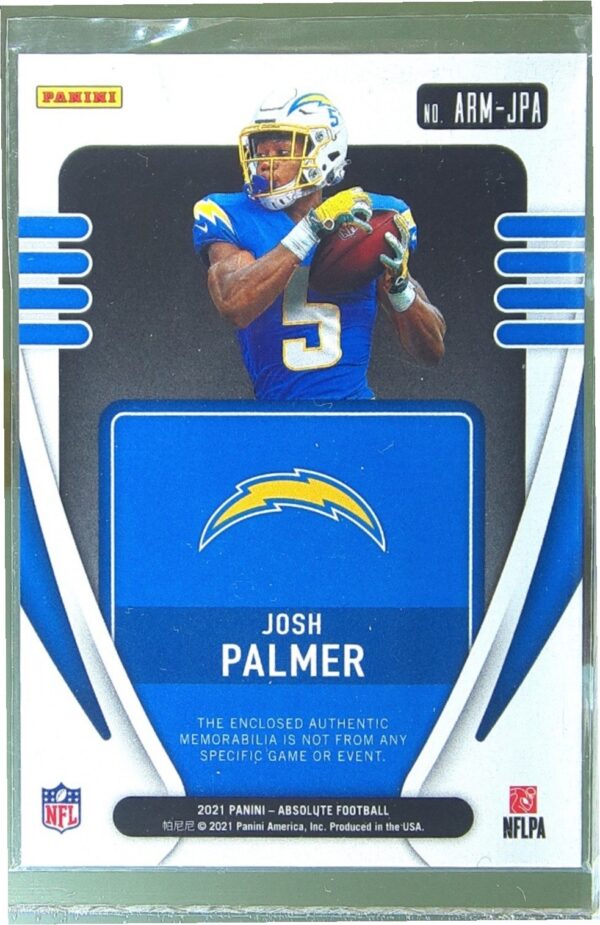 2021 Absolute Josh Palmer JSY RC #ARM-JPA Chargers Absolute Rookie Materials - Image 3