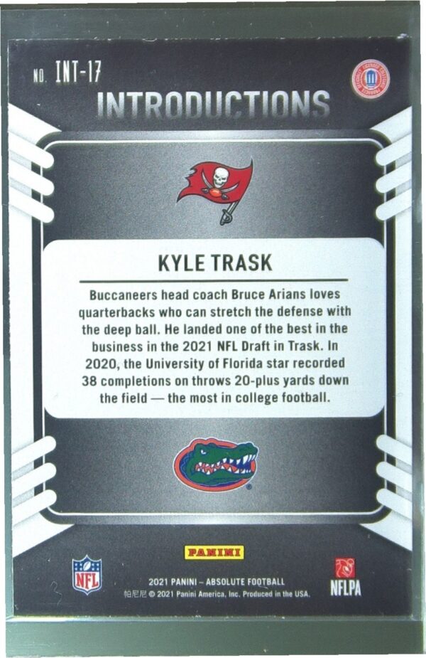 2021 Absolute Kyle Trask RC #INT-17 Buccaneers Introductions - Image 3