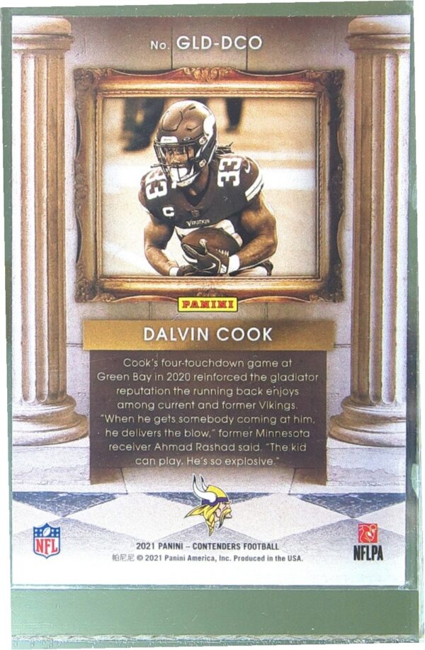 2021 Contenders Dalvin Cook #GLD-DCO Vikings Gladiators - Image 3