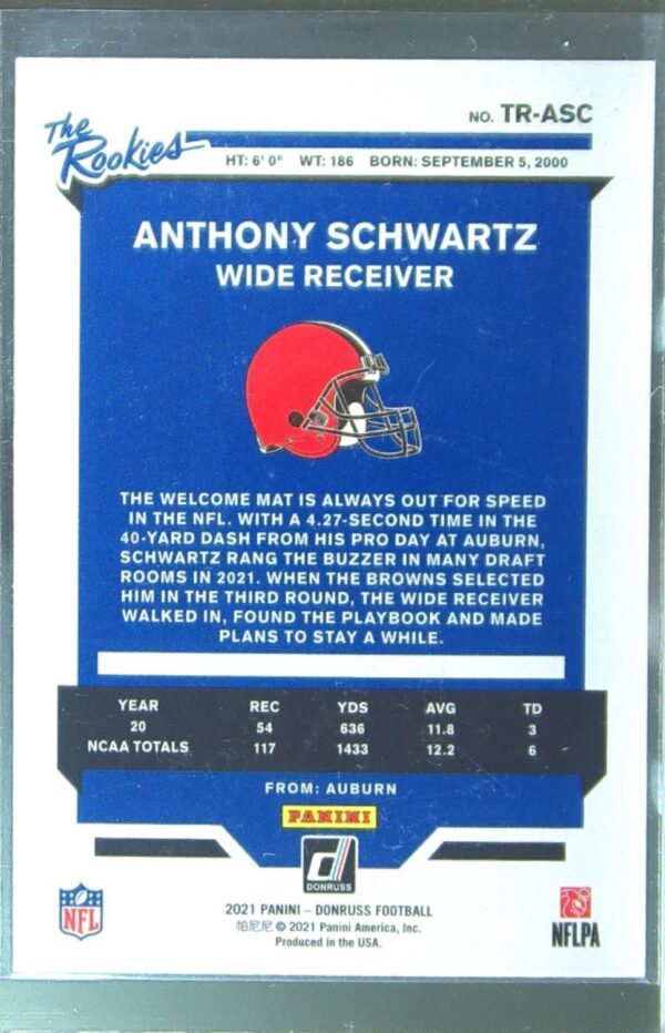 2021 Donruss Anthony Schwartz RC #TR-ASC Browns The Rookies - Image 3
