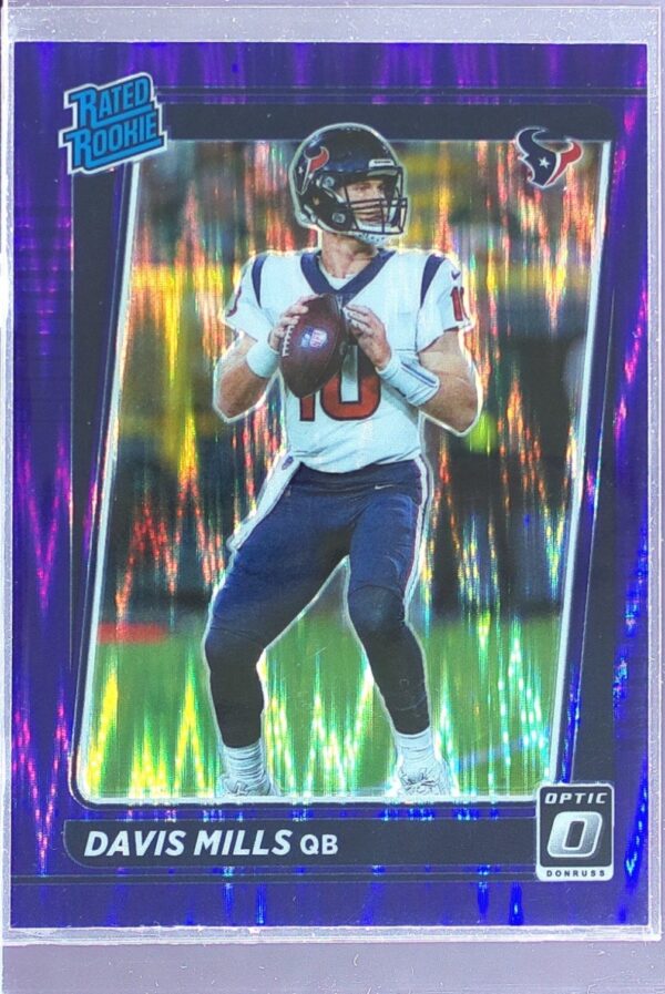 2021 Donruss Optic Davis Mills Purple Shock RC #222 Texans