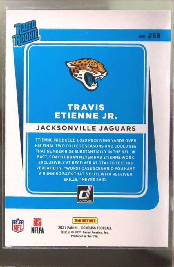2021 Donruss Travis Etienne Jr. RC #258 Jaguars - Image 3