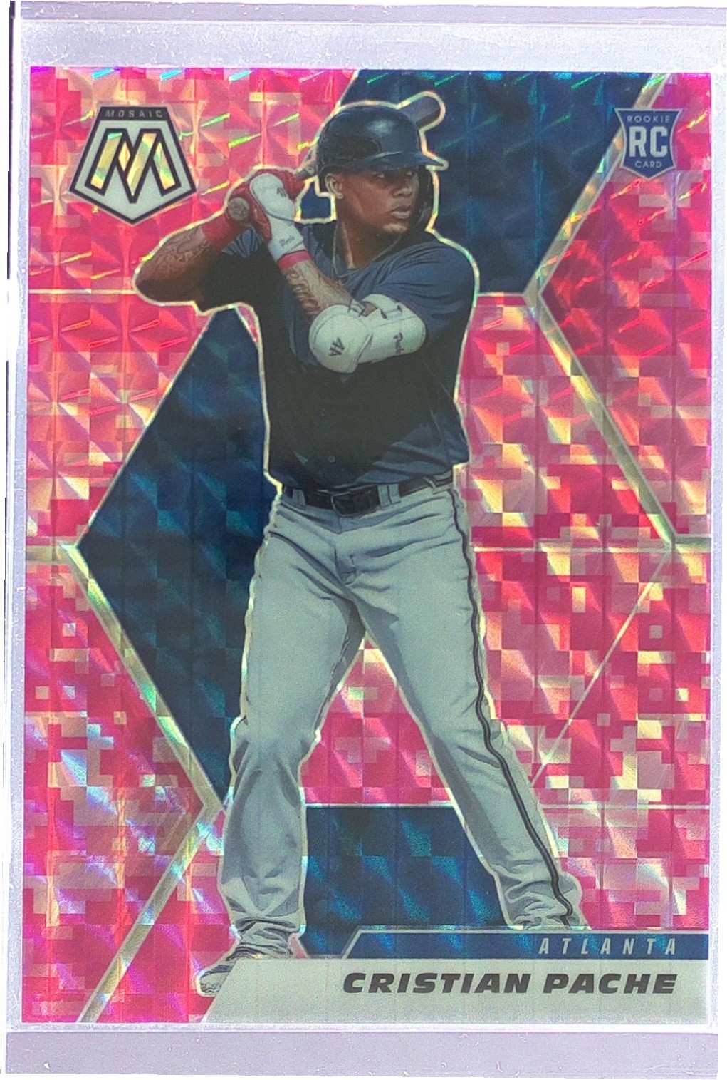 2021 Mosaic Cristian Pache Pink Camo RC #230 Braves