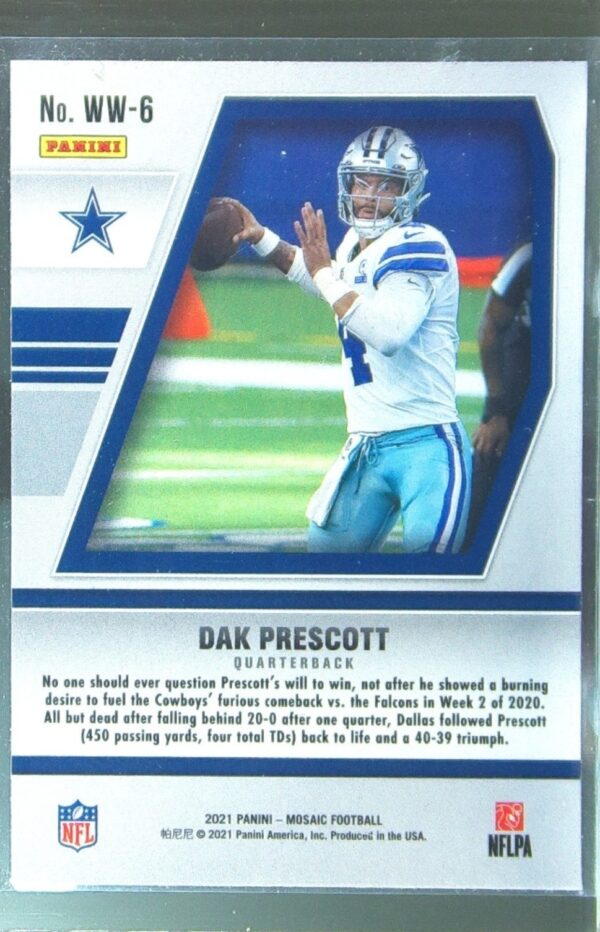 2021 Mosaic Dak Prescott #WW-6 Cowboys Will to Win - Image 3