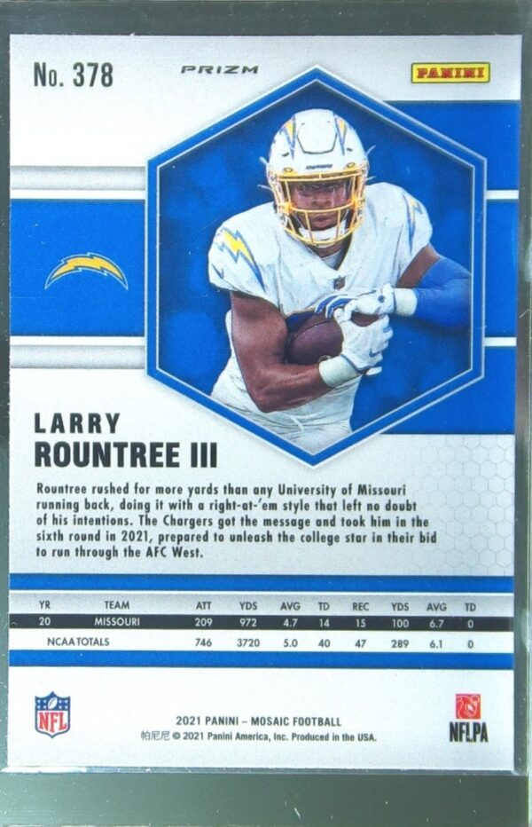 2021 Mosaic Larry Rountree III Prizm Reactive Yellow #378 Chargers - Image 3