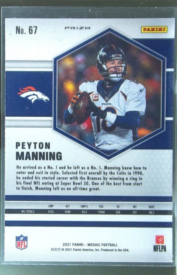 2021 Mosaic Peyton Manning Prizm Camo Pink #67 Broncos - Image 3